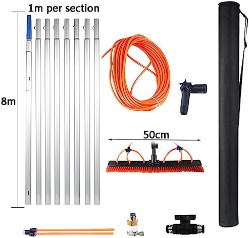 Telescopic Window Cleaning Pole 10-39ft with Water Fed Brush - 30cm/50cm Large Brush Head for Roof & High Reach Cleaning Tools
