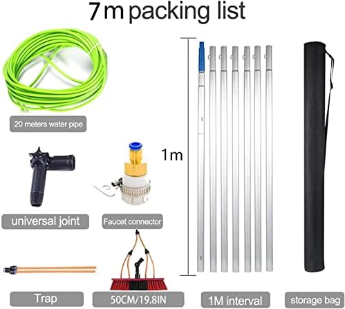Water Fed Telescopic Window Cleaning Pole with 50CM Brush Head Extendable Cleaner for Conservatory Roof Photovoltaic Panel and Trucks Roof Cleaning Tools Window Cleaner K