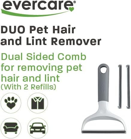 Evercare Duo Pet Hair and Lint Remover with 2 Refills, Dual-Sided Comb for Removing Pet Hair and Lint from Clothing and Furniture White - Image 2