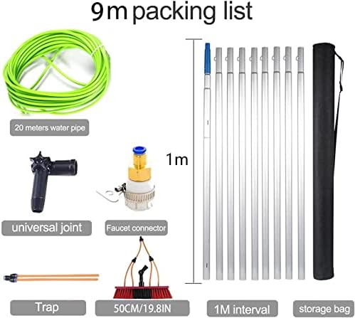 Telescopic Window Cleaning Pole with 50CM Brush Head 9m Extension Pole Ideal for Photovoltaic Panel Cleaning and Solar Panel Maintenance