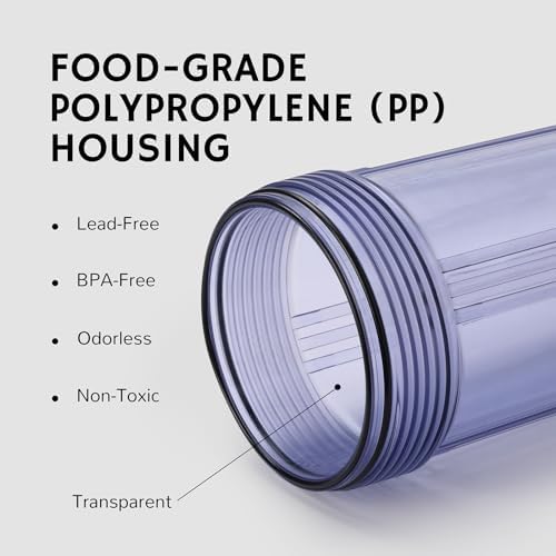 Airthereal Whole House Water Filter Housing, 10" x 4.5" Sediment Carbon Cartridge Universal Housing, Pre-Filtration System for Well and City Water, 3/4" NPT Port Clear Housing Include 1-Pack PP Filter - Image 7