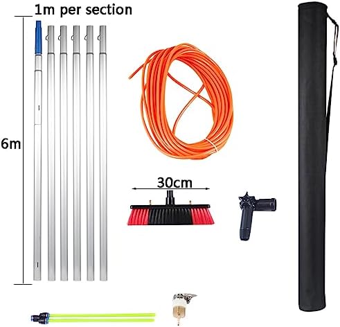 Telescopic Window Cleaning Pole 10-39ft, Water Fed Brush with 30cm/50cm Head, Ideal for Roof & High Window Cleaning, Extendable & Durable Cleaning Tools