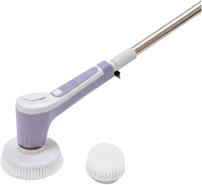 Teko Power Scrubber - Ultimate Bathroom Kitchen & Shower Brush Scrubber with Long Handle, for Bathtub, Tile, Floor & Grout, Tub Scrubber, Automatic Shower Cleaner, Lavender