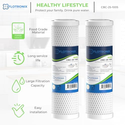 Flotronix 5 Micron 2.5" x 10" Whole House CTO Carbon Sediment Water Filter Cartridge, Compatible with DuPont WFPFC8002, WFPFC9001, SCWH-5, WHCF-WHWC, FXWTC, CBC-10, RO Systems, 4-Pack - Image 6