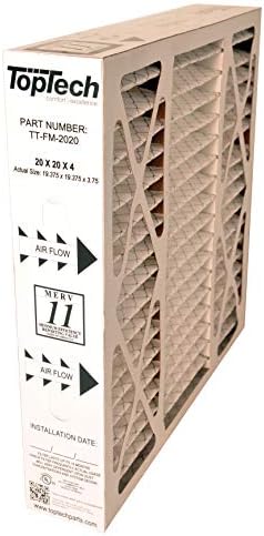 TopTech TT-FM-2020 Ready to Use TechPure TTFM2020 Air Filter 20x20x4 Top Tech OEM Cartridge 20 by 20 by 4 in Furnace MERV 11 Carrier TT-MAC-2122 TT-MAC-2020 by TopTech
