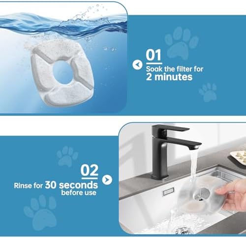48 Pcs Cat Water Fountain Replacement Filters-24 Pack Cat Fountain Filters with 24 Pack Sponges, Enhanced Compatibility Pet Fountain Filter Fit for 95oz/2.8L 135oz/4L 67oz/2L Pet Drinking Fountain - Image 6