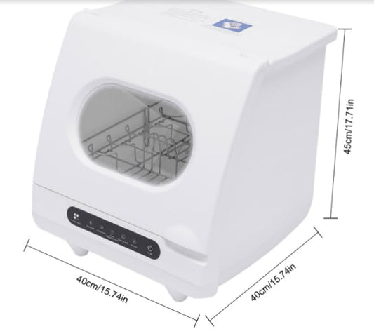 Portable Countertop Dishwasher, 5 Washing Programs Neutral Freestanding Dishwasher with 5L Built-in Water Tank, 1200W 360° Spraying Water Compact Dishwasher for Homes (1200W White)
