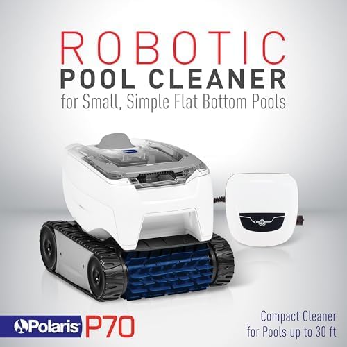 Polaris P70 Robotic Pool Cleaner for Flat Bottom Pools, Transparent Lid w/Easy Clean Filter Canister, Compact & Lightweight