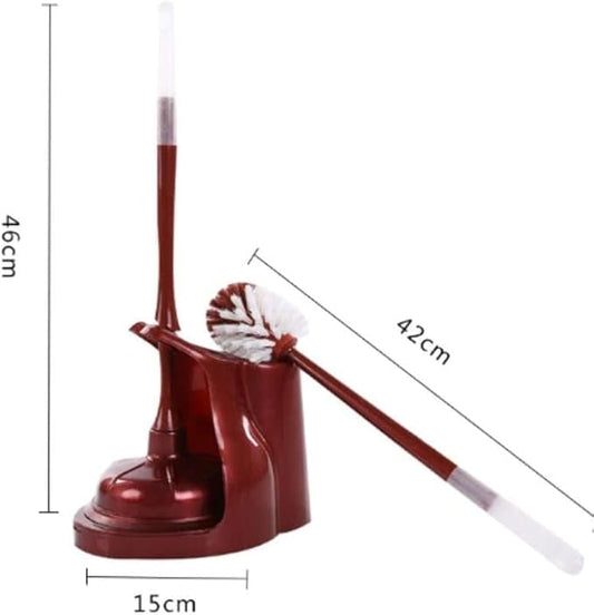NOLLAM Bathroom Toilet Plunger and Brush Set 2 in 1 Silicone Toilet Brush Turbo Plunger and Bowl Brush Caddy Set with Stand for Deep Cleaning Bathroom Accessories Toilet Bowl Scrubber, Red