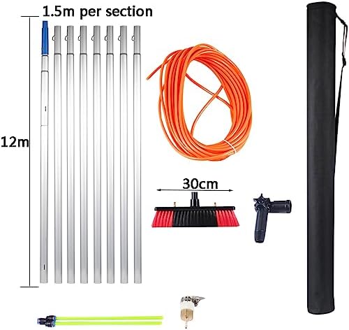 Telescopic Window Cleaning Pole 10-39ft - Extendable Water Fed Brush with 30cm/50cm Head for Roof & Window Cleaning, Durable & Lightweight Cleaning Tools