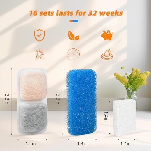 16 Sets Cat Water Fountain Filter Compatible with oneisall 67oz/2L - Image 7