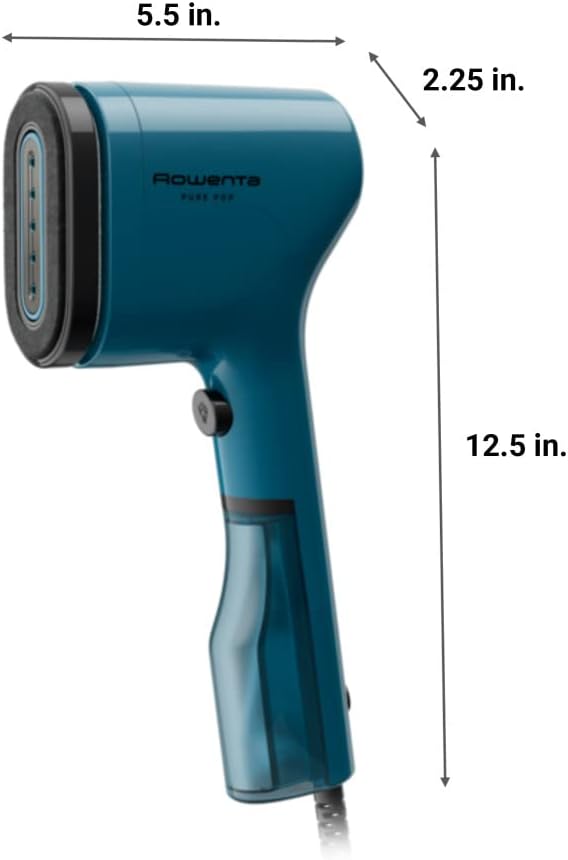Rowenta PurePop Handheld Steamer for Clothes 1.5 Lbs 15 Second Heatup, 2.3 Oz Capacity 1150 Watts Portable, Ironing, Fabric Steamer, Garment Vacation Essentials, Travel Must Have Blue DR2020 DR2020U1