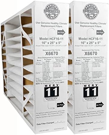 Lennox X6670 - (2-Pack) Healthy Climate 16" x 25" x 5" OEM HCF16-11 Air Filter, MERV 11 by Unknown