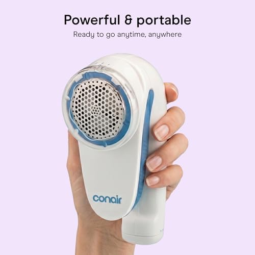 Conair Fabric Shaver and Lint Remover, Battery-Operated Portable Clothes Shaver with 3 Settings, Fuzz Remover for Sweaters, Clothing and Furniture, Large 2-Inch Shaving Head, White | Easy-to-store fabric shaver for clothing and furniture with 3 depth s... - Image 6