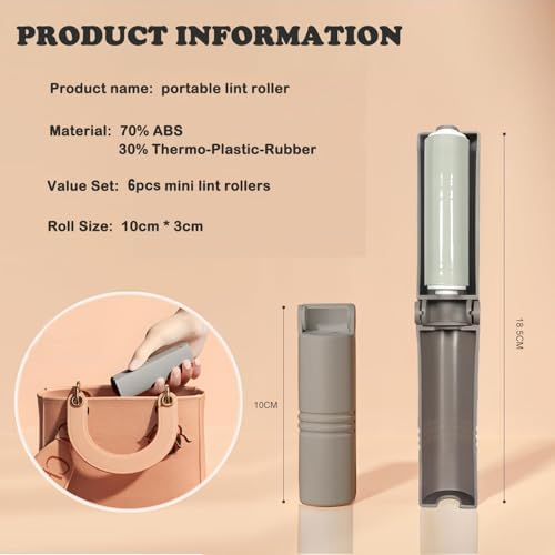Mini Reusable Lint Roller 6 Pack, Washable Sticky Gel Lint Remover, Grey | Portable & Easy Carry, Foldable Design, Washable Sticky Gel, For Clothes & Luggage, Travel Ready - Image 2