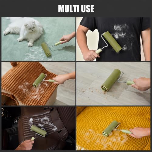 Extra Sticky Large Surface Lint Roller, 6.3''Wide Roller for Pet Hair | Long Handle Lint Remover for Couch, Furniture, Clothes, Dog & Cat Hair Remover (8 Refills(Scented)) - Image 5