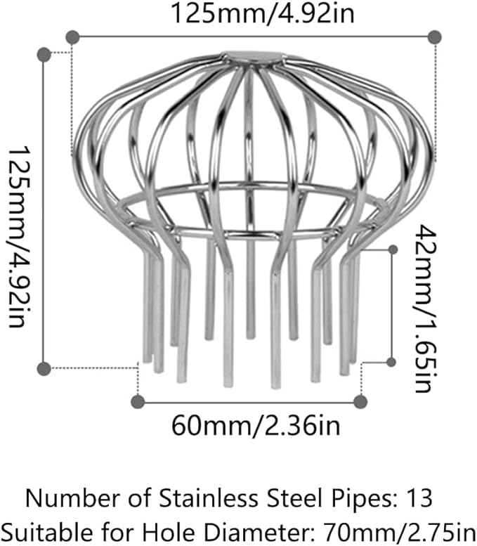 2Pcs 304 Stainless Steel Drain Outdoor Roof Anti-Blocking Line Cap Drain Cover Gutter Protector Cleaner Gutter Cleaning Tools (4.92 * 4.92in)