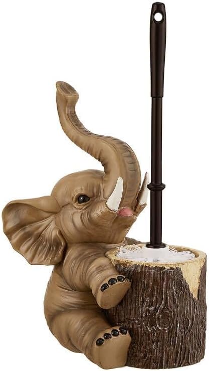 Elephant Toilet Brush and Holder Set - Space Saving, Deep Cleaning, Drip-Proof, Easy Assembly, Nylon Bristles - Ideal for American Bathrooms