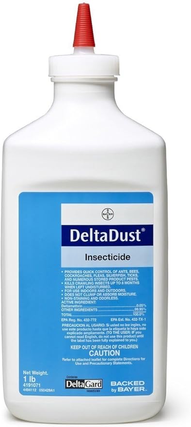 1 LB Delta Dust Pest Insecticide w/Puffer Bellow Hand Duster, Carpenter Bee, Bedbugs, Wasp Control and Many More.