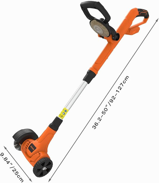 GARCARE 20V Cordless Patio Cleaner - Lightweight Driveway & Pavement Brusher with Interchangeable Brushes, Adjustable Handle for Tile Gaps Sweeper, 4.0Ah Battery and Charger Included