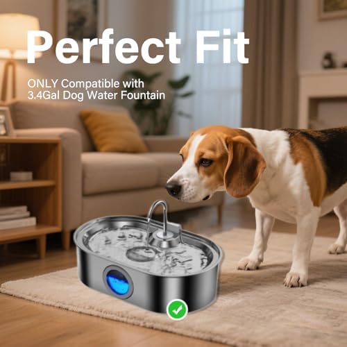 16+16 Pack Replacement Filters Compatible with 3.4Gal Dog Water Fountain, 6 Month Set for Large Dogs Water Bowl Dispenser, Includes 16 Filters & 16 Sponges - Image 5