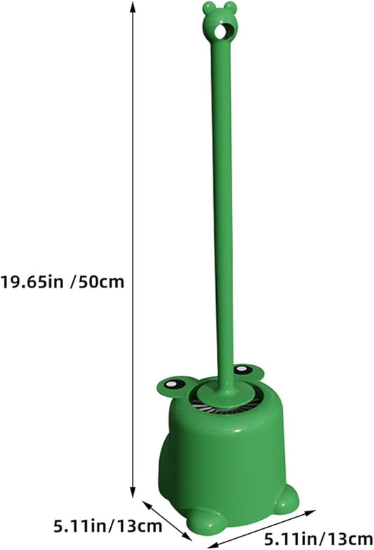 Beaupretty Frog Toilet Brush with Holder Set Long Handle Soft Bristles Cute Cartoon Frog Design Efficient Toilet Cleaning for Home Office Bathroom