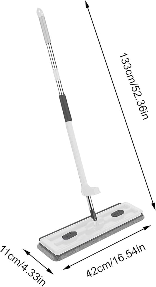 Flat Mop - Household Floor Cleaning System, Extra Wide with Extendable Handle for Hardwood Tile Vinyl, Reusable Microfiber Pads with 360° Rotation, Multi Tool for Home Garage Office Blue