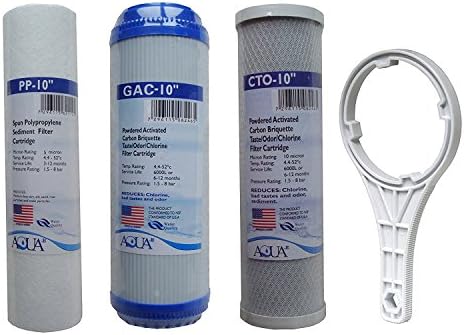 Universal Reverse Osmosis RO Replacement Set of 3 filter cartridges : Sediment, GAC, CTO Carbon Block for undersink RO. 3 Pk. Size: 10"x2.5" by MyWaterClub