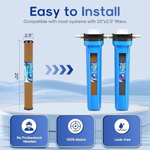 ICEPURE 2.5"x 20" Whole House Water Filter, 2-Stage Water Filtration System Replacement Combo Kit with KDF Cartridge and Activated Carbon Lead Remove Filter, Compatible with C1-20, F3WCB32 - Image 6