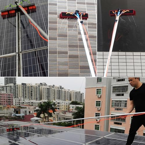 Telescopic Window Cleaner Kit - 3-12m Extendable Pole Adjustable Brush Head & 55cm Water-Fed Brush for Efficient Solar Panel & Conservatory Roof Cleaning