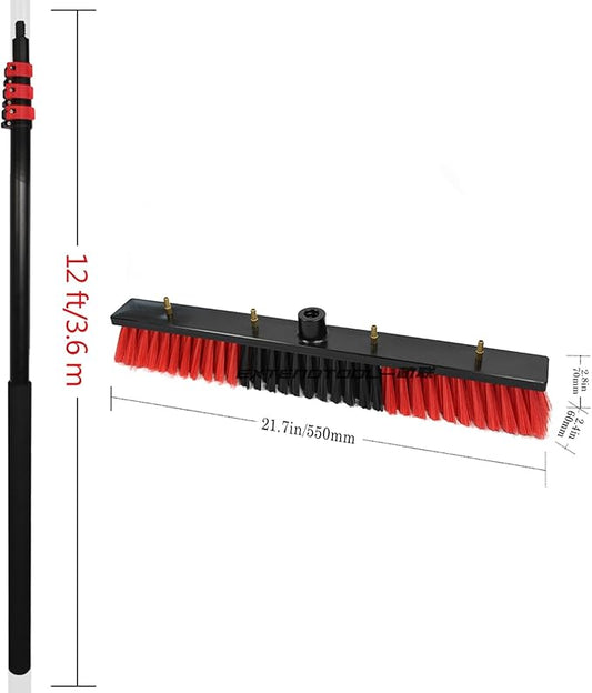 12ft-36ft Adjustable Window Cleaning Pole | Water Fed Telescopic Brush | Extendable Roof Cleaning Tools for Conservatories & High Windows | Professional Window Wash Kit