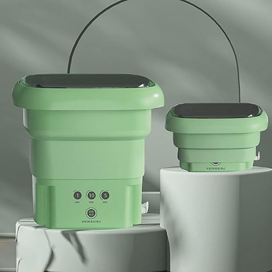 Foldable Washing Machine, Portable Washing Bucket - US 110V‑220V Collapsible Washing Machine for Baby Clothes, Underwear or Small Items, Apartment, Mini Laundry Machine(Green)