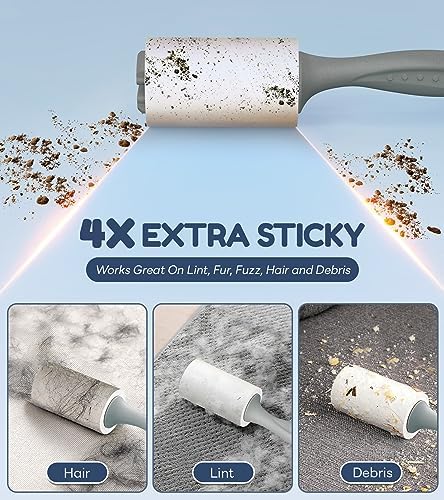 MONSEK 4X Extra Sticky Lint Roller for Pet Hair, Lint Rollers 315 Sheets Mega Value Set, Pet Hair Remover with 3 Upgraded Handle 3 Rollers, Portable Lint Remover for Clothes, Furniture, Dog & Cat Hair - Image 2
