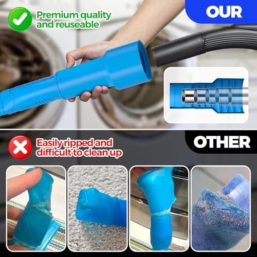 Holikme Dryer Vent Cleaner Kit 2Pack - Lint Vacuum Attachment & Brush | Blue Dryer Vent Vacuum Hose Attachment & Brush Reach Deep Traps - Remove Hidden Lint, Speed Drying & Reduce Fire Risk - Image 2