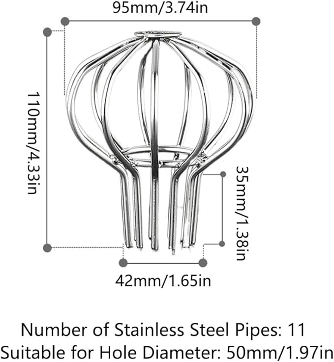 Gutter Guard 304 Stainless Steel Filter Strainer Fits for Round Downspout, Stops Leaves Seeds and Other Debris Gutter Cleaning Tools, 2 Pack, 110 * 95mm