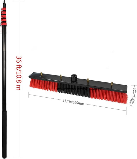 12ft-36ft Telescopic Window Cleaning Pole with Water Fed Brush - Extendable Cleaner for Conservatory Roofs High Reach Window Cleaning Equipment Professional Cleaning Tool