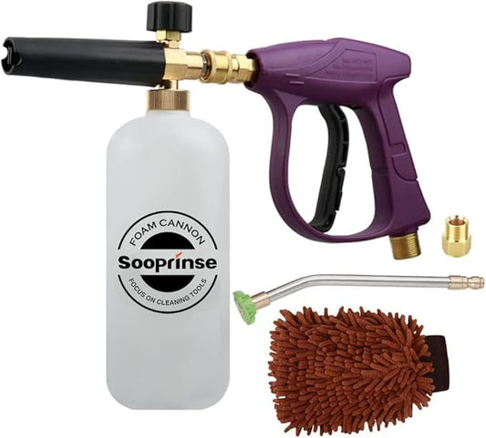Sooprinse Foam Cannon Snow Foam Lance Nozzle Pressure Washer Jet Wash,Foam cannon lance kit with Pressure Washer Spray Gun,30 Degree Gutter Cleaner Wand with Nozzle Tip Attachment