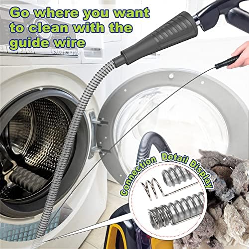 Sealegend 2PCS Dryer Vent Cleaner Kit Dryer Lint Vacuum Attachment | Flexible Dryer Vent Vacuum Hose Attachment,Lint Remover Hoses with Guide Wire,Dryer Lint Trap Cleaner (Black) - Image 7