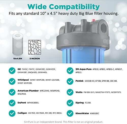 SimPure 5 Micron 10" x 4.5" CTO Carbon Whole House Water Filter Cartridge - Image 6