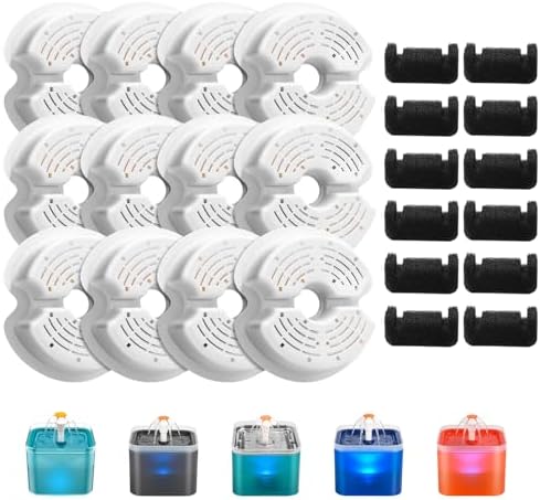 AONBOY Cat Fountain Filter Rplacement: Suitable for AONBOY Cats Water Fountains F2 - Cat Fountain Filter (12 Filters + 12 Sponges) by AONBOYPETLIFE