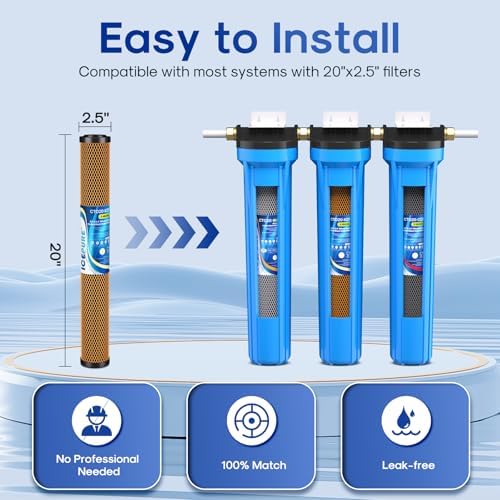 ICEPURE 20" x 2.5" Whole House Water Filter Replacement Combo Kit, Activated Carbon Block, KDF Filter Cartridge and Upgraded Activated Carbon Lead Remove Filter for 3-Stage Water Filter System - Image 7