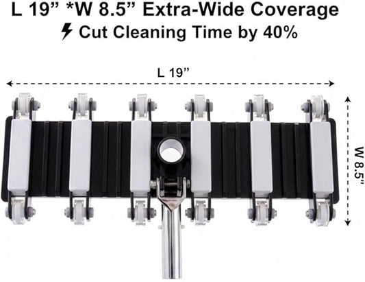19" Commercial Weighted Pool Vacuum Head, Heavy-Duty Flexible Head with Chrome-Plated Metal Handle & 12 Urethane Wheels,Professional Cleaning Tool for Inground & Above Ground Pools