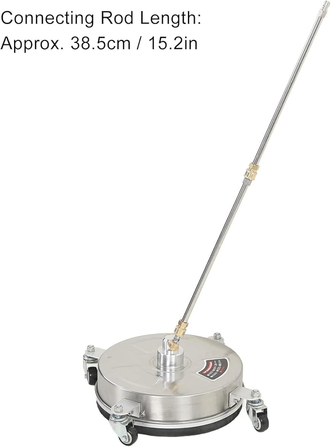Pressure Washer Surface Cleaner, 4000psi 13 Inch Stainless Steel Power Sweeper with 4 Wheels 2 ExWand for Concrete, Ceramic Tiles, Stone, Patio, Garden, Driveways, Sidewalk
