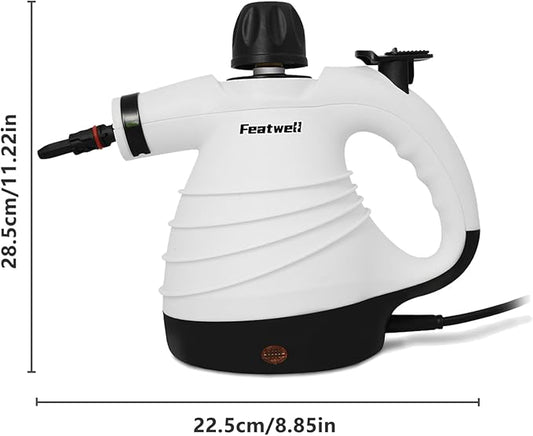 Featwell Handheld Steam Cleaner, Pressurized Portable Multi-Surface Steam Cleaner with 12 pcs Accessories, Multi-Purpose Portable Steamer for Cleaning Dirt, Grease, Tile, Floor, Couch, Car