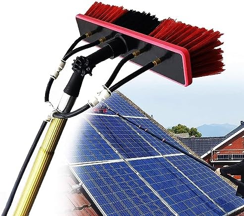 Water Fed Pole Kit, 36ft Length Water Fed Brush w/Squeegee, 11m Water Fed Cleaning System, 3-in-1 Aluminum Outdoor Window Cleaner Hose, Cleaning Tool for Window Glass Extenda