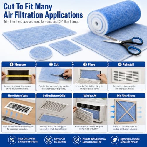 Air Vent Filters Roll, 12" x90" Cut to Fit Air Filter - Image 7