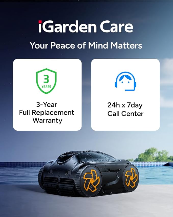 (2026 Upgrade) iGarden Pool Cleaner K60, 6H Cordless Robotic Pool Vacuum for Inground & Above Ground Pools, AI Timer, Smart Navigation, Floor, Walls&Waterline Scrubber, Touchscreen, Auto-Parking