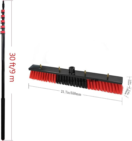 12ft-36ft Telescopic Window Cleaning Pole with Water Fed Brush - Extendable Roof Cleaner for Conservatories & High Windows - Professional Cleaning Equipment & Tools