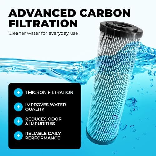 1 Micron 10x2.5" Activated Carbon Filter Whole House Cartridge Set 4 Pack - Image 2