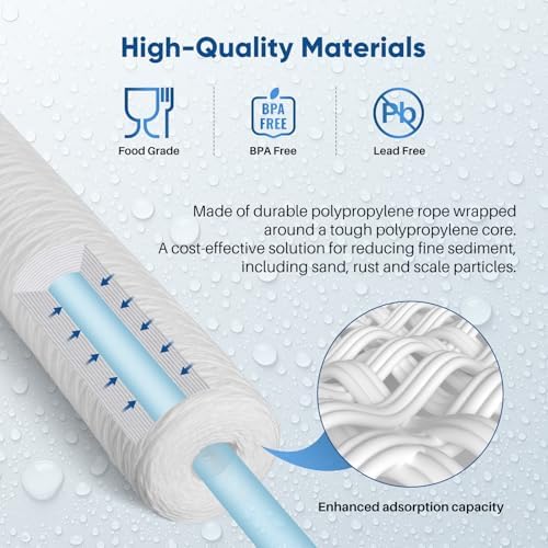 PUREPLUS 5 Micron 20"x4.5" Whole House String Wound Sediment Filter 4 Pack - Image 6